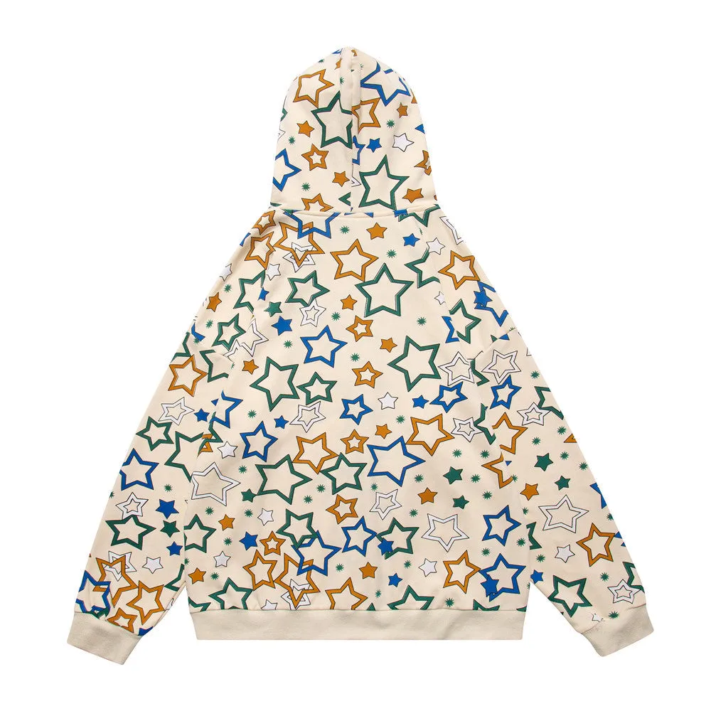 All Over Star Print Full Zip Hoodie