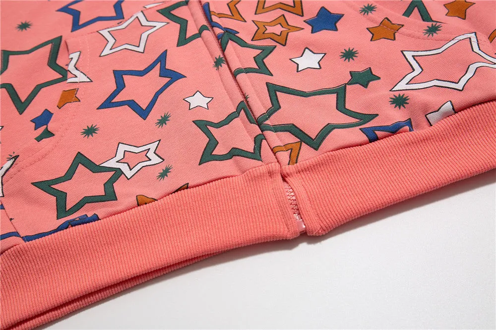 All Over Star Print Full Zip Hoodie