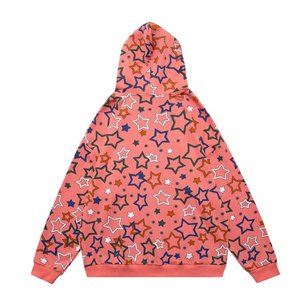 All Over Star Print Full Zip Hoodie