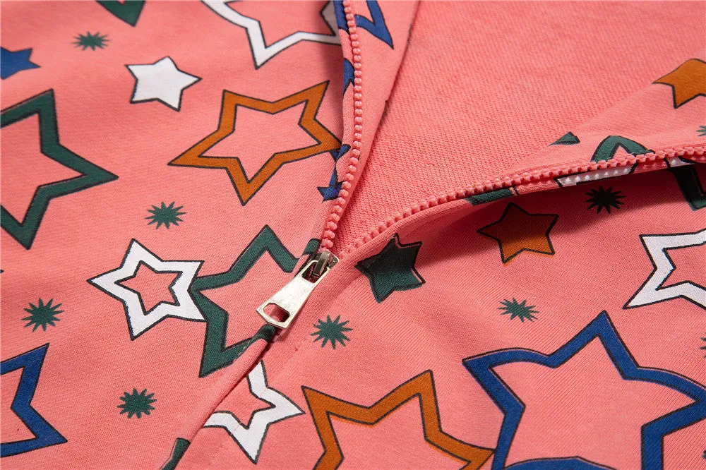 All Over Star Print Full Zip Hoodie