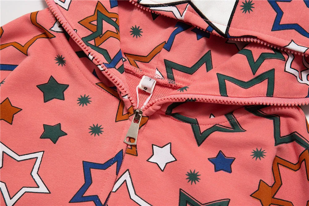 All Over Star Print Full Zip Hoodie