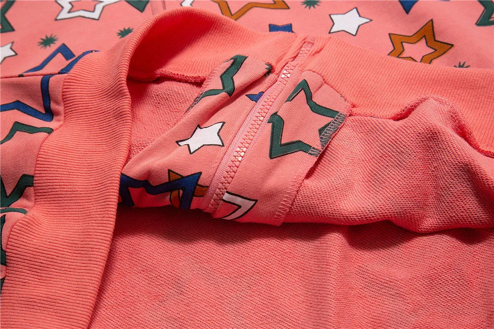 All Over Star Print Full Zip Hoodie