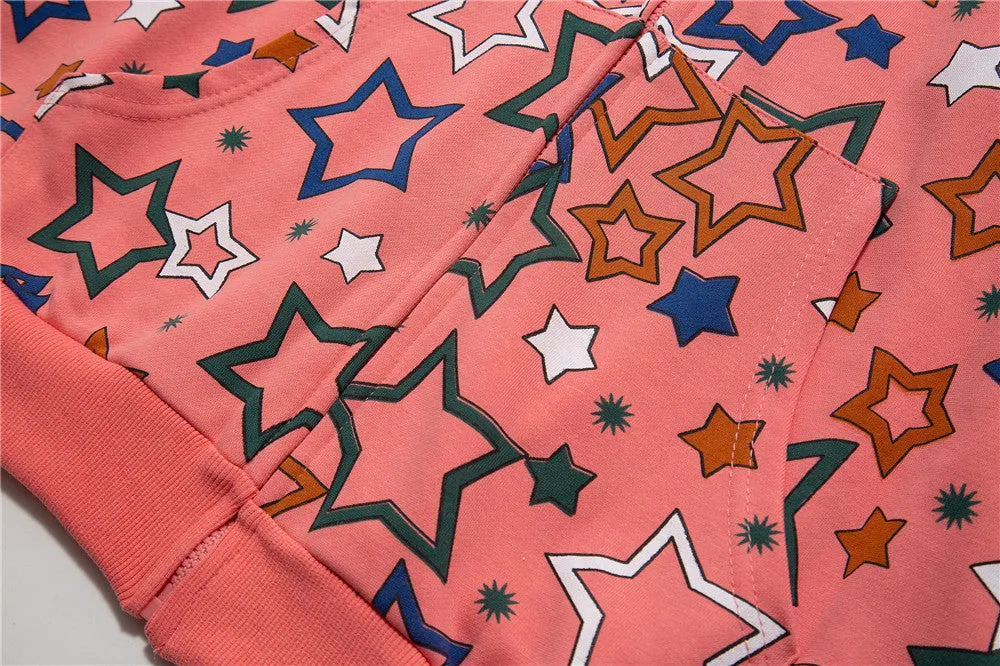 All Over Star Print Full Zip Hoodie