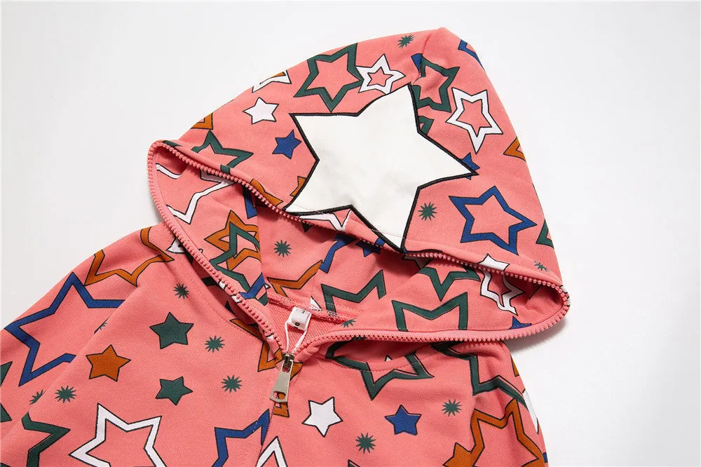 All Over Star Print Full Zip Hoodie
