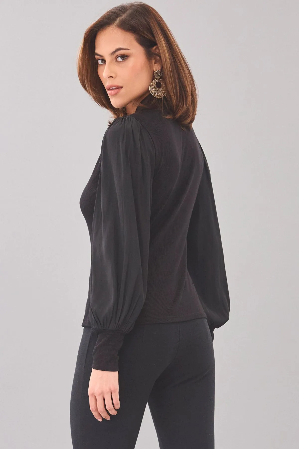 Balloon Sleeve Rib Top