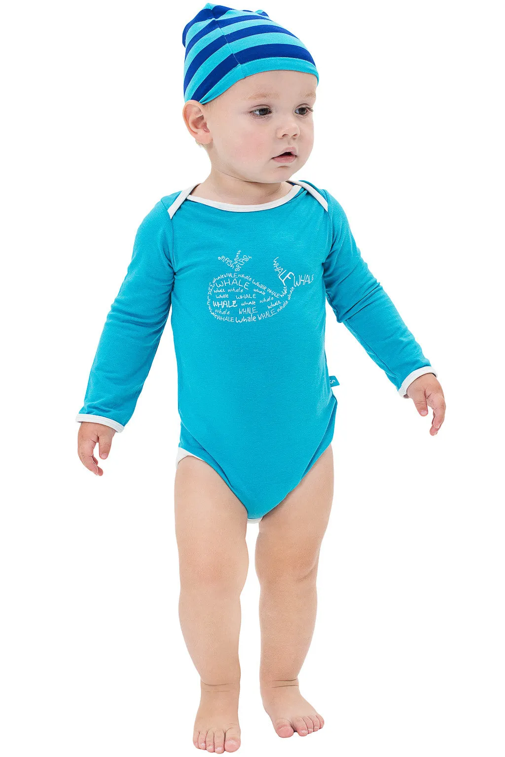 Bamboo onesie - long sleeve - Drew the Whale