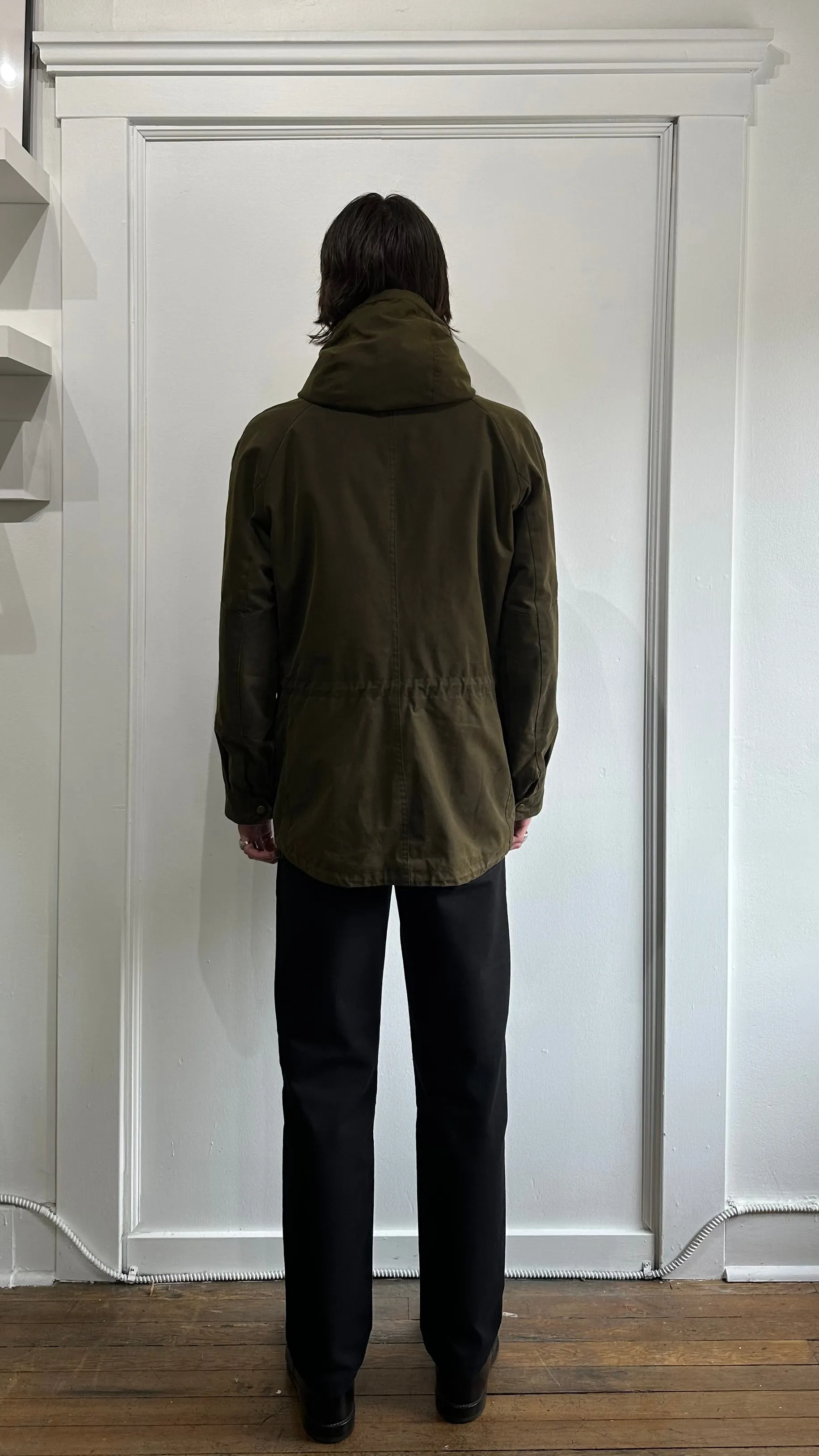 Barbour Dark Green Waxed Wessex Quilted Parka Medium - M