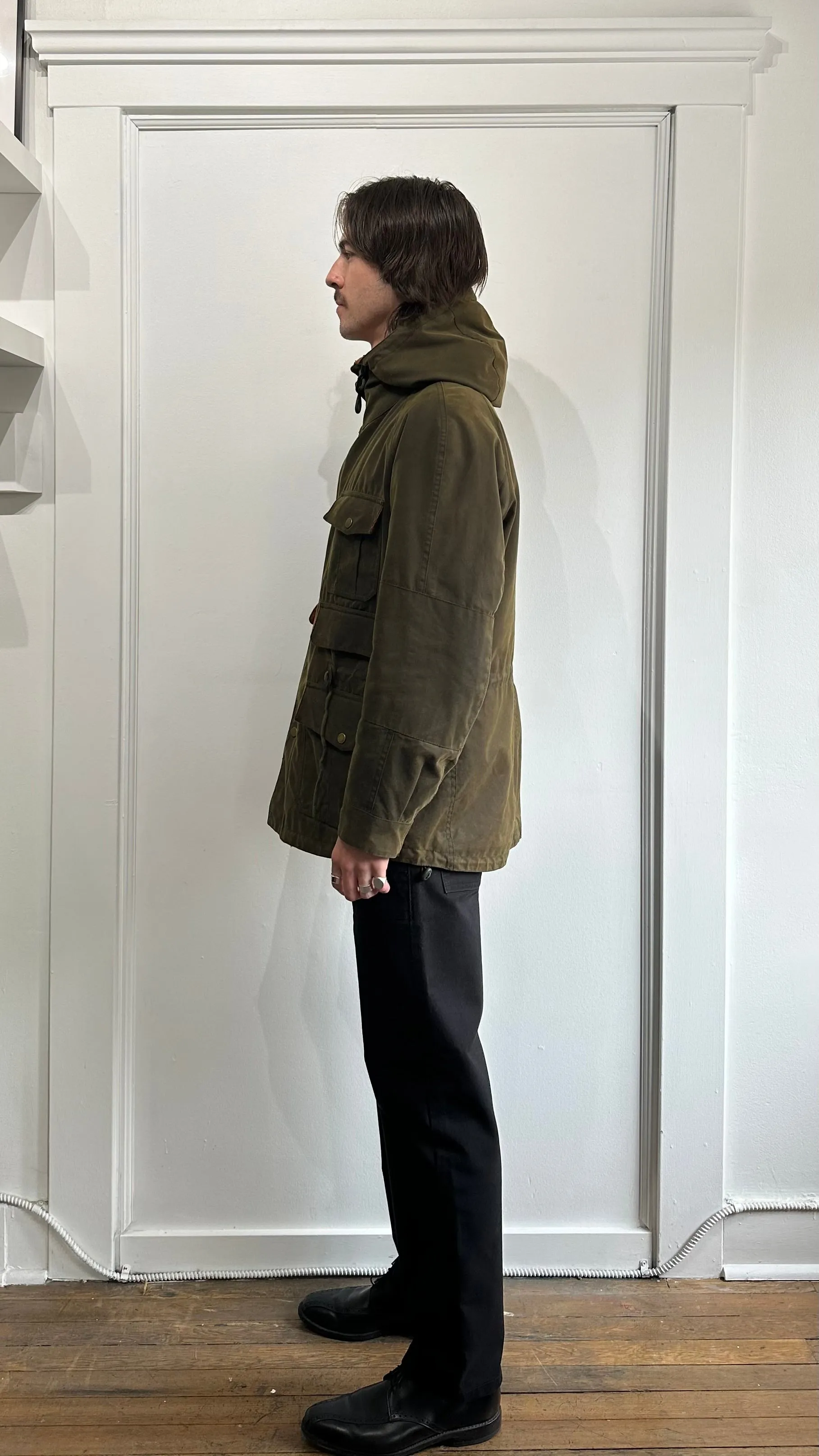 Barbour Dark Green Waxed Wessex Quilted Parka Medium - M