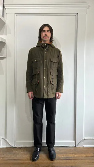 Barbour Dark Green Waxed Wessex Quilted Parka Medium - M