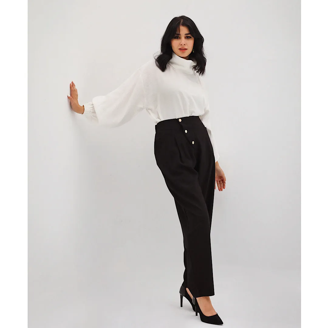 Black gabardine tapered pants
