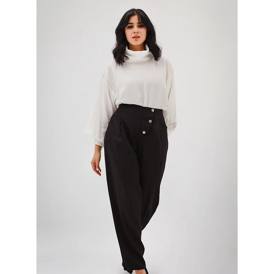 Black gabardine tapered pants