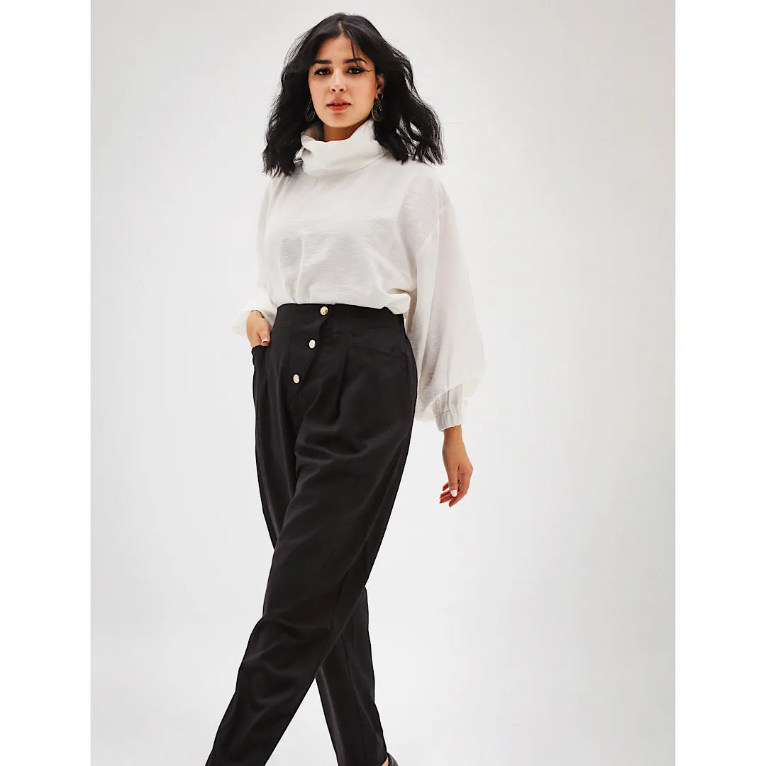 Black gabardine tapered pants