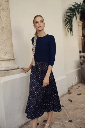 Bliss Satin Slip Dress Combo Navy Print