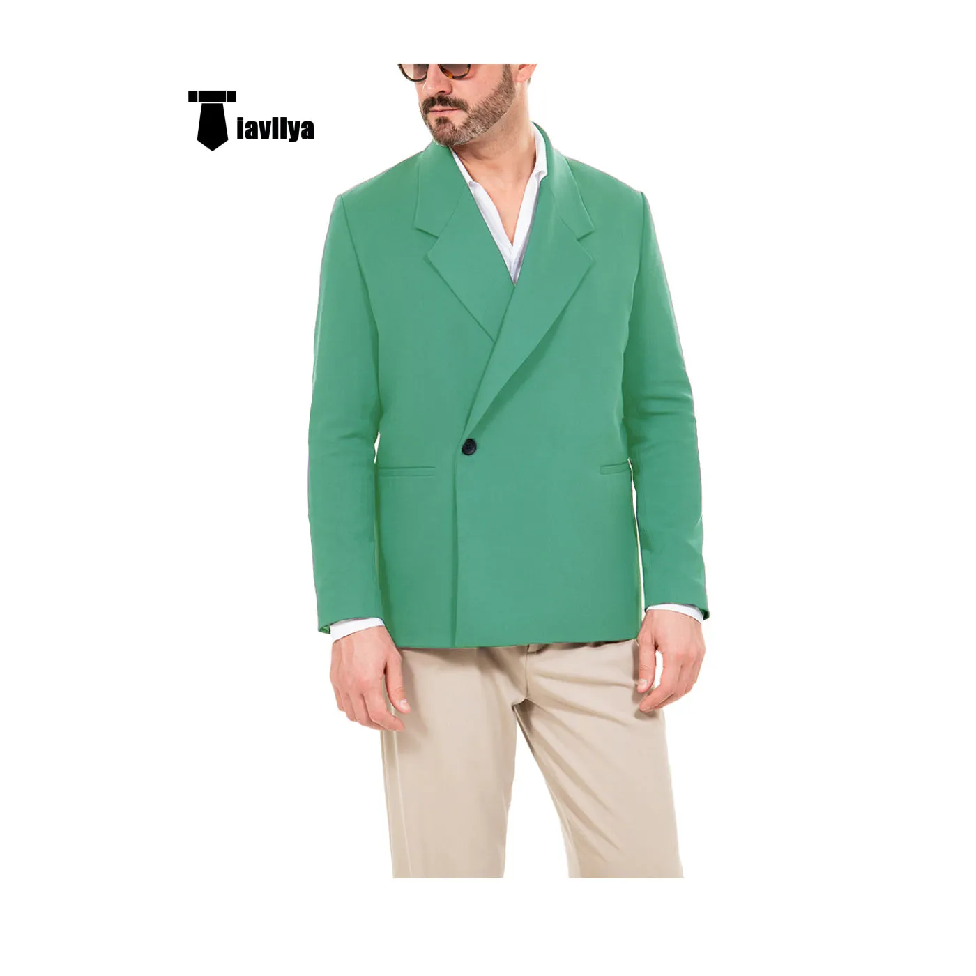 Casual Men's Slim Fit Notch Lapel Flat Blazer