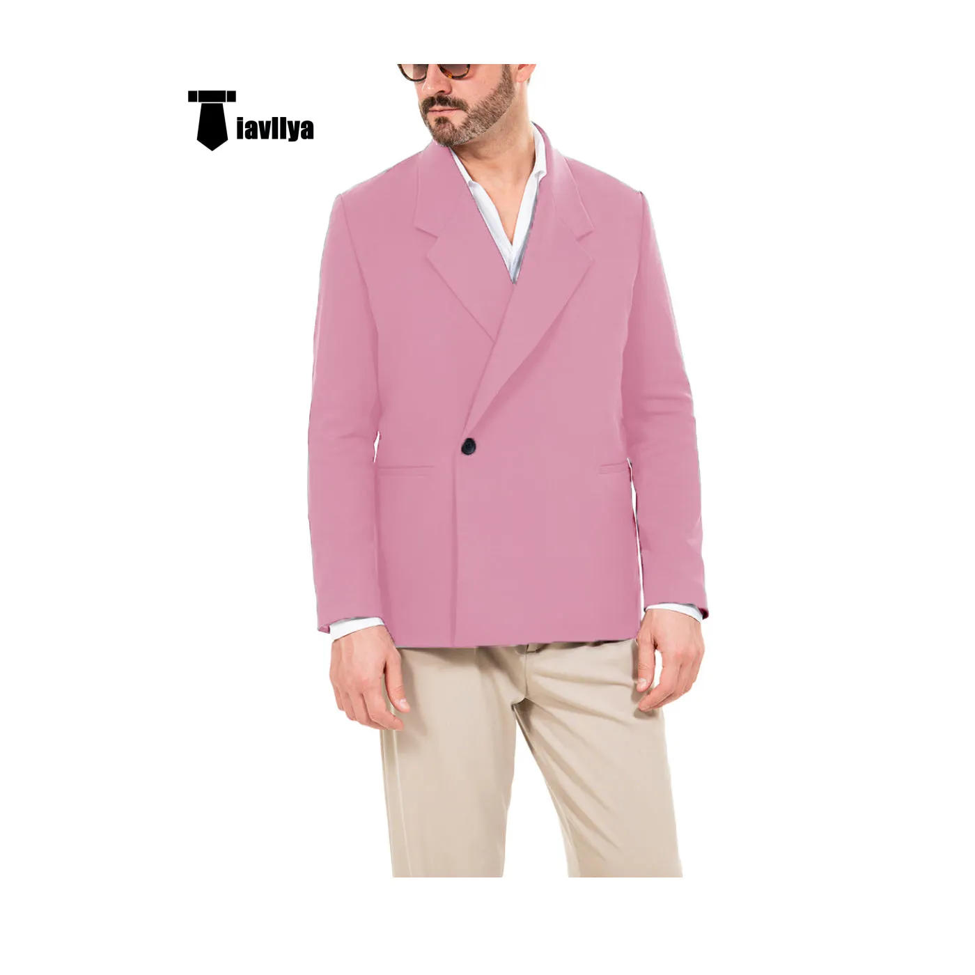 Casual Men's Slim Fit Notch Lapel Flat Blazer