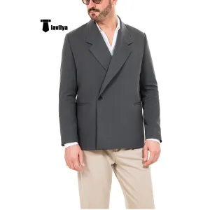 Casual Men's Slim Fit Notch Lapel Flat Blazer