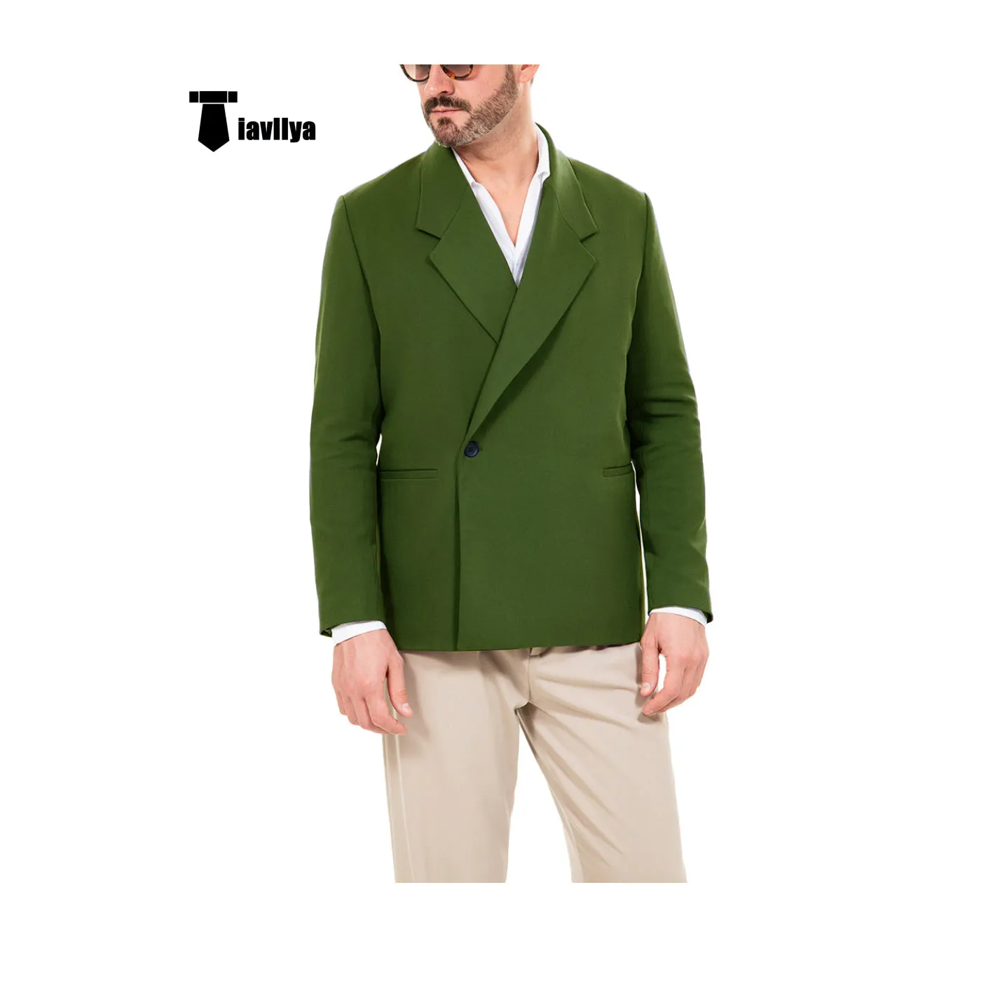 Casual Men's Slim Fit Notch Lapel Flat Blazer
