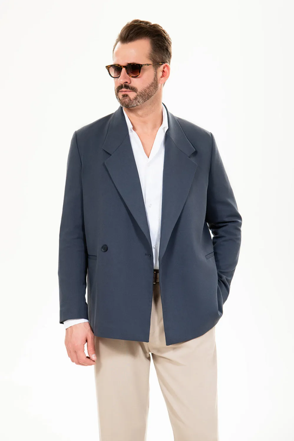 Casual Men's Slim Fit Notch Lapel Flat Blazer
