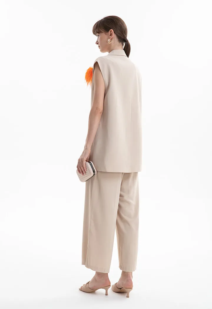 Choice Belted Jacket Vest Beige