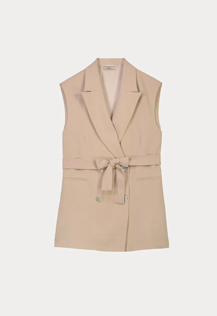 Choice Belted Jacket Vest Beige