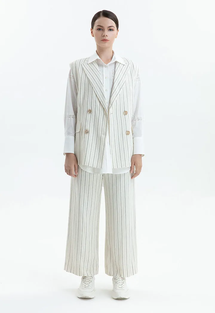Choice Striped Pattern Vest Creame / Black