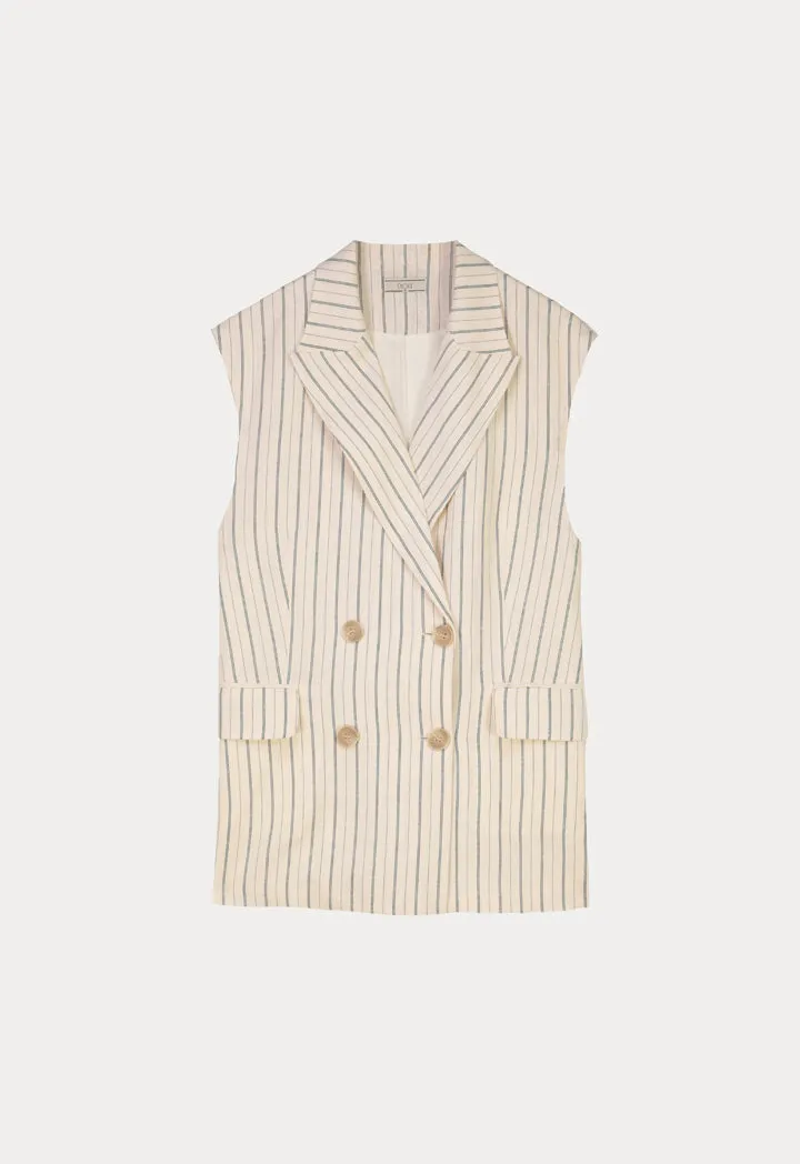 Choice Striped Pattern Vest Creame / Black