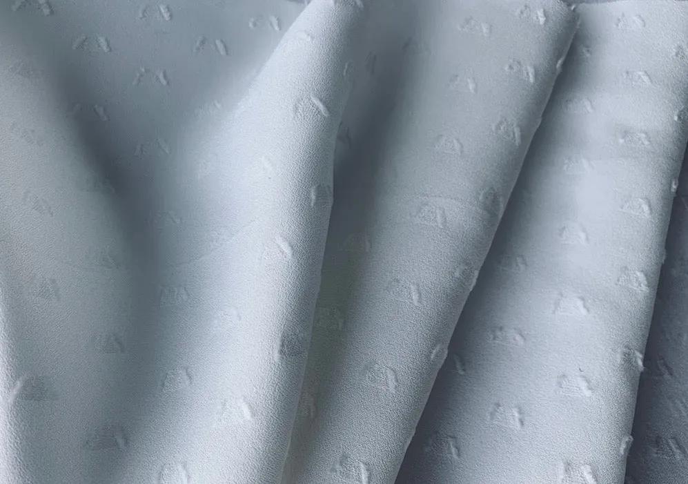 Clipped Geometric White-On-White Viscose Crepe