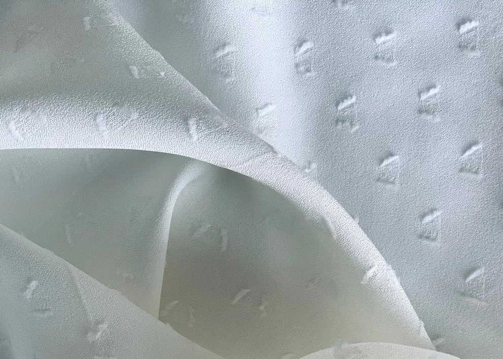 Clipped Geometric White-On-White Viscose Crepe