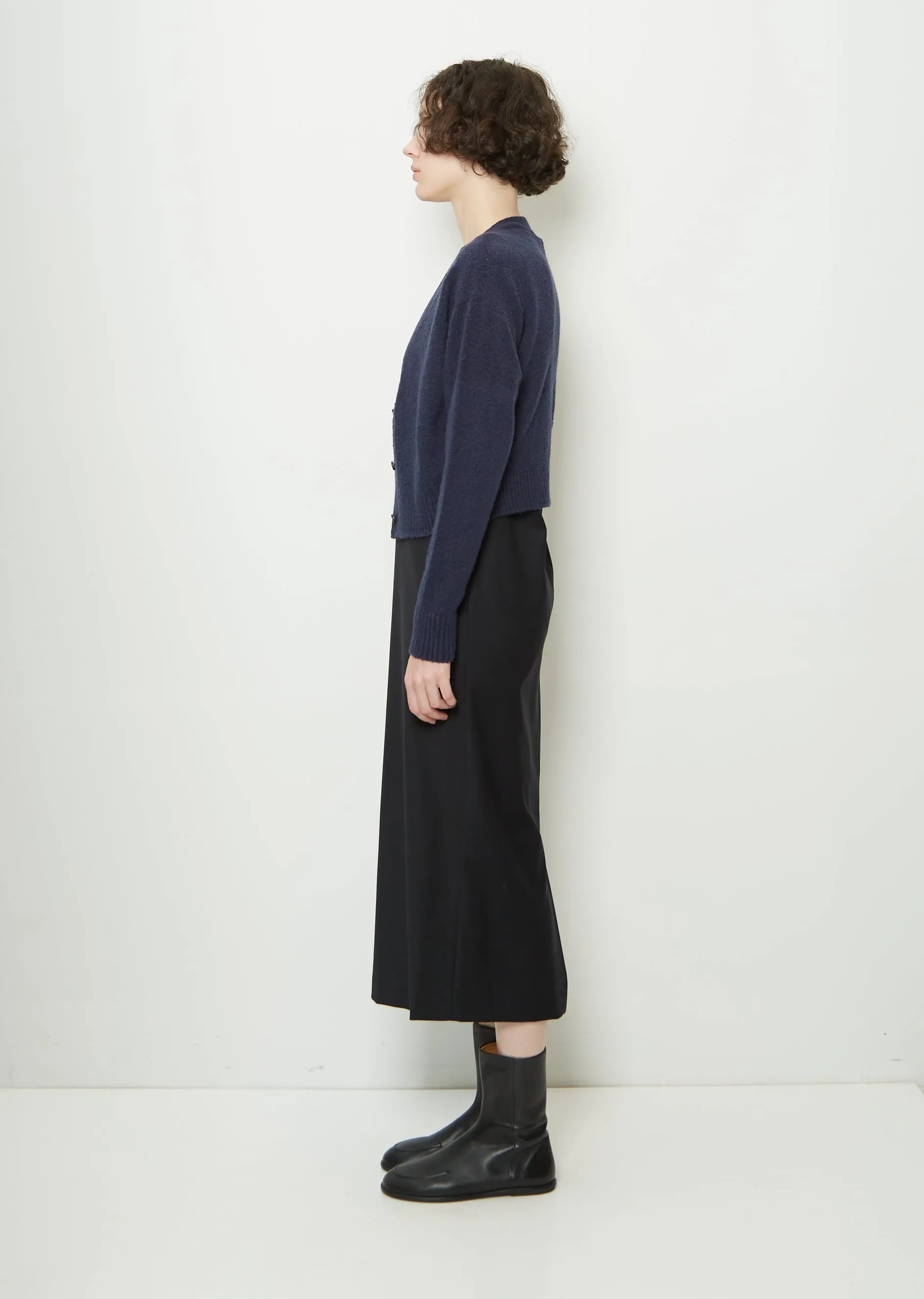 Cropped Stretch Cotton V-Neck Cardigan