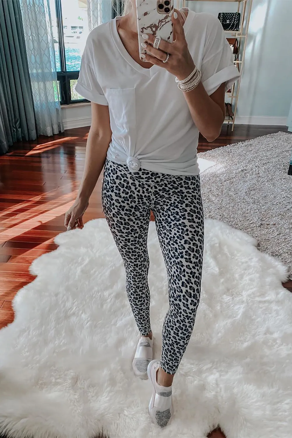 Cross High Waist Leopard Yoga Leggings