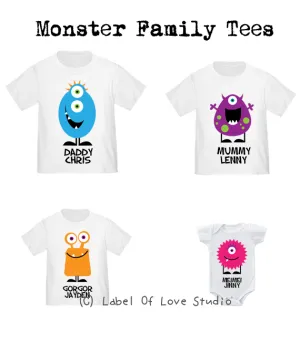 Cute Monster Family Tees