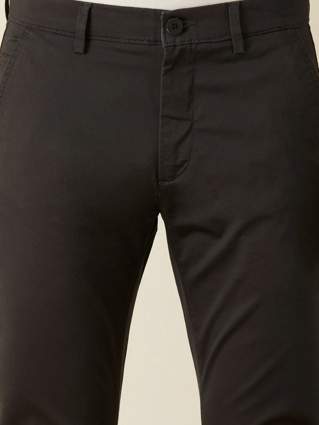 Dark Grey Plain Slim Fit Trousers