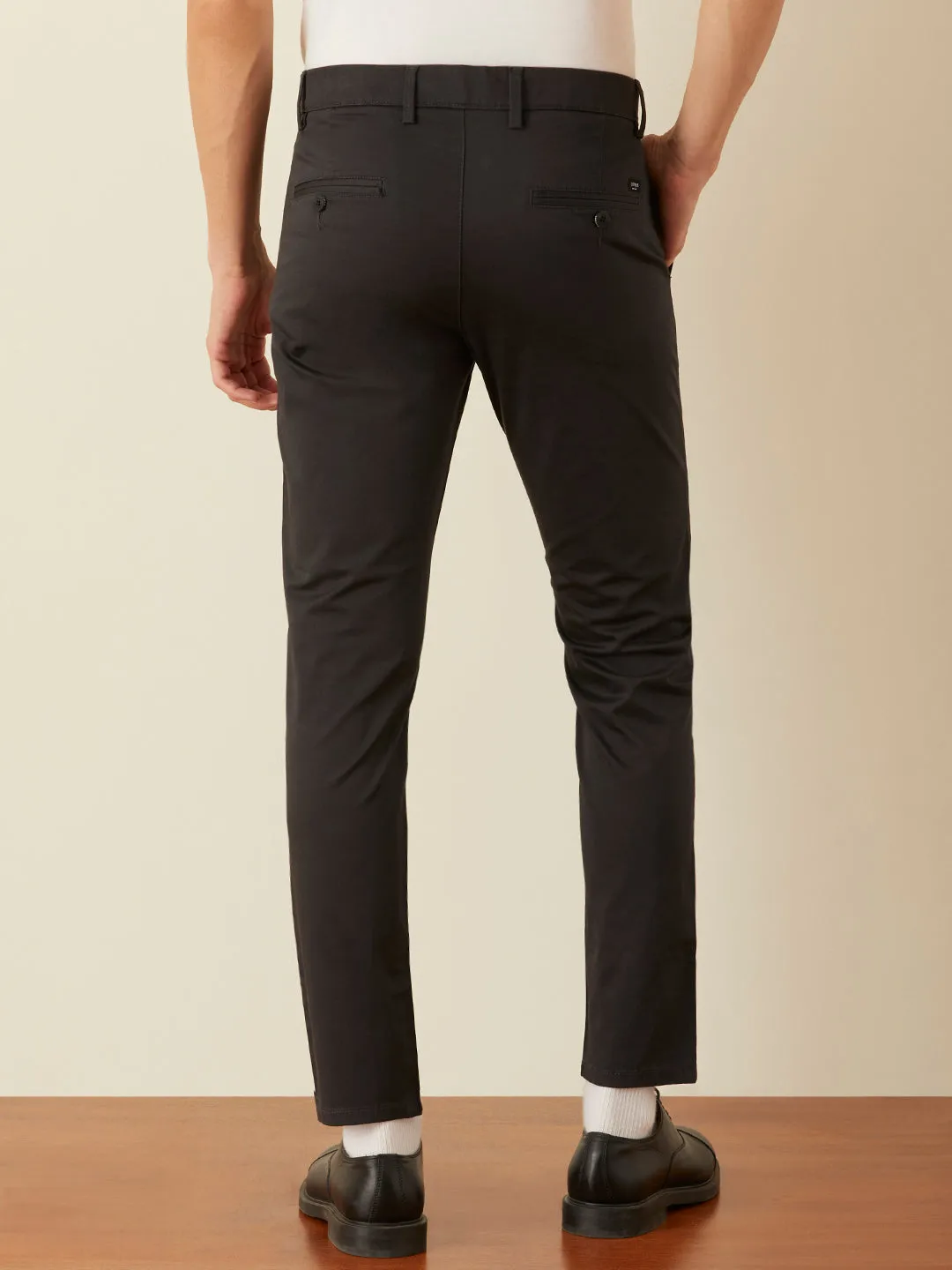 Dark Grey Plain Slim Fit Trousers