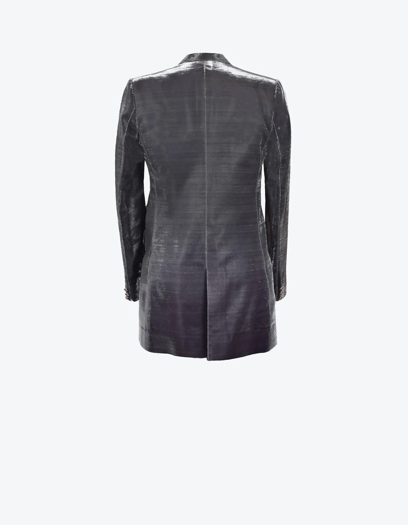 Double-Breasted Metallic Textured Blazer