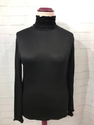 Frill Neck Polo - Black