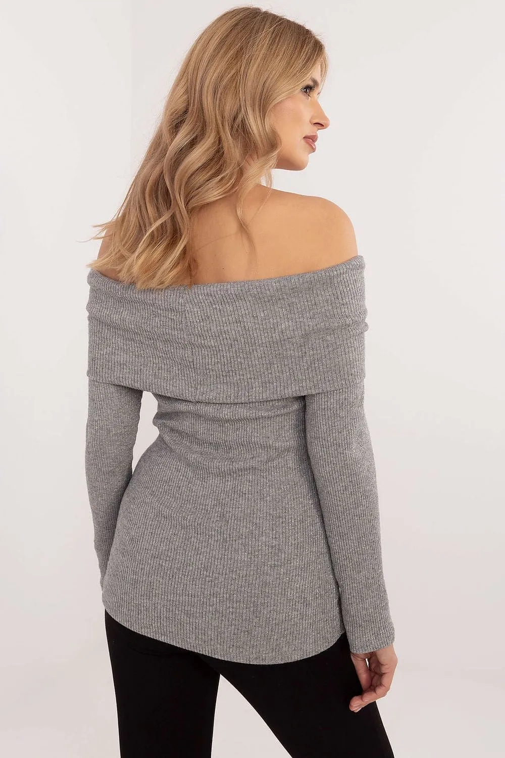 GREY OFF SHOULDER SWEATER