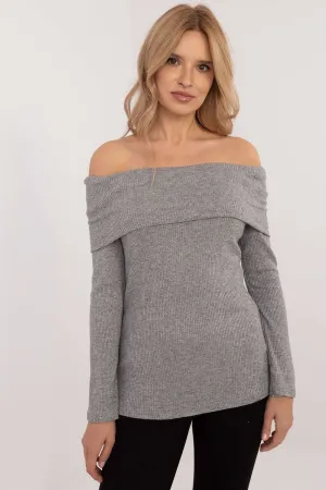 GREY OFF SHOULDER SWEATER