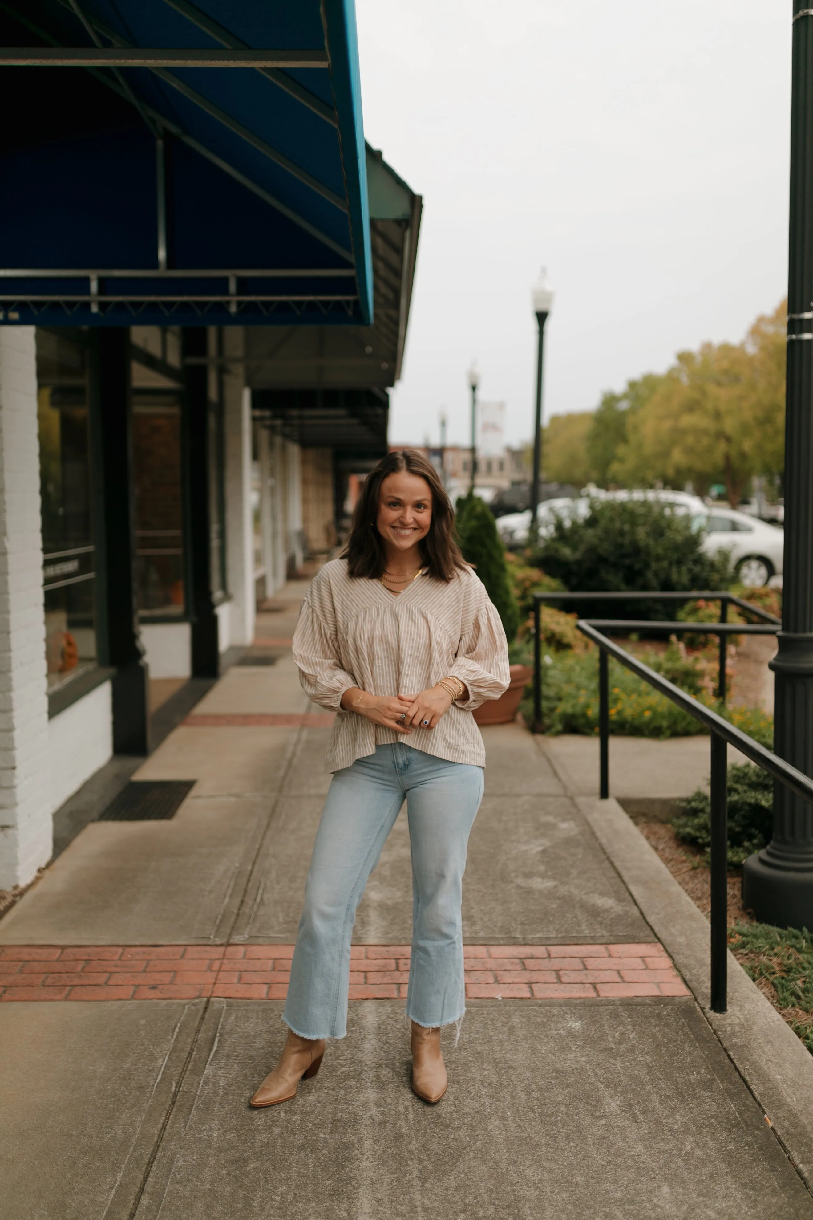 Just the Thing Striped Balloon Sleeve Top