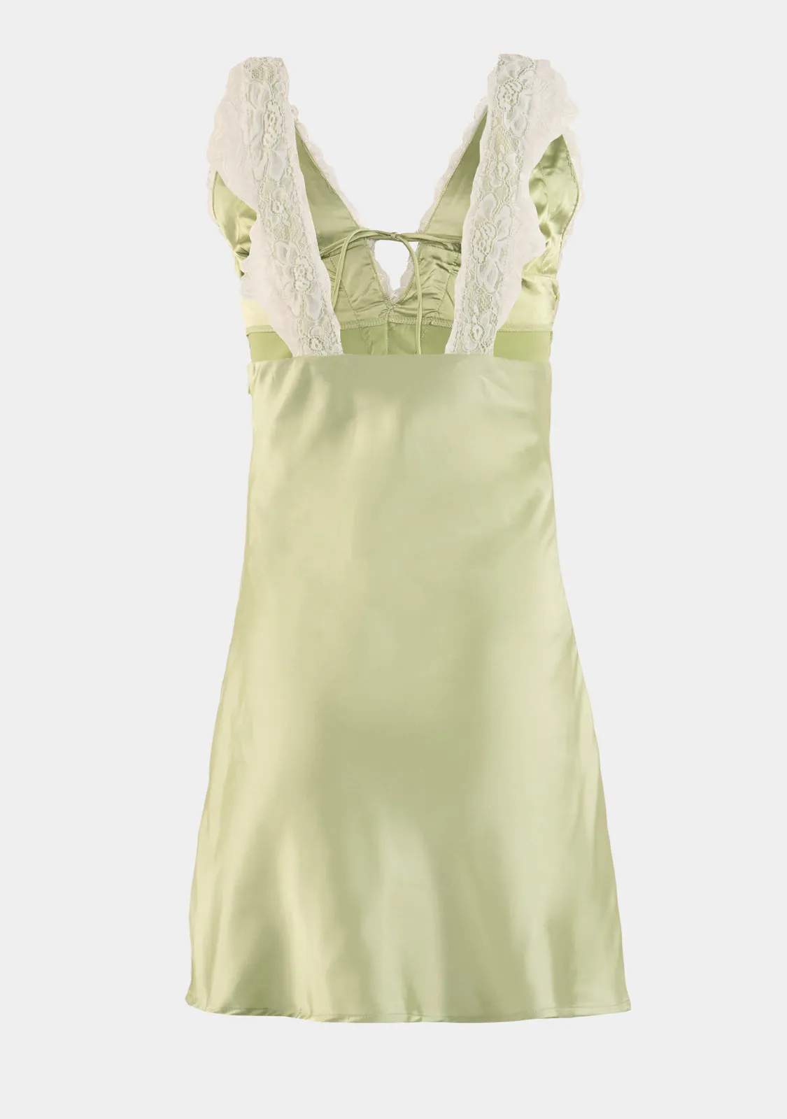 Lace Trim Satin Mini Dress