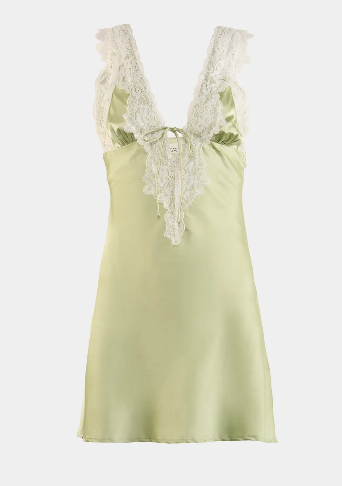 Lace Trim Satin Mini Dress