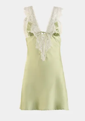 Lace Trim Satin Mini Dress