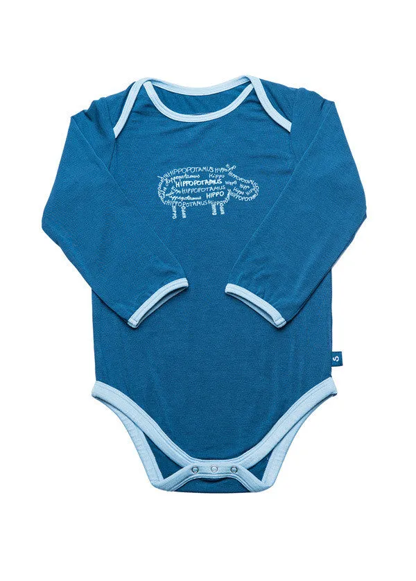 Long sleeve onesie - Hugh the hippo