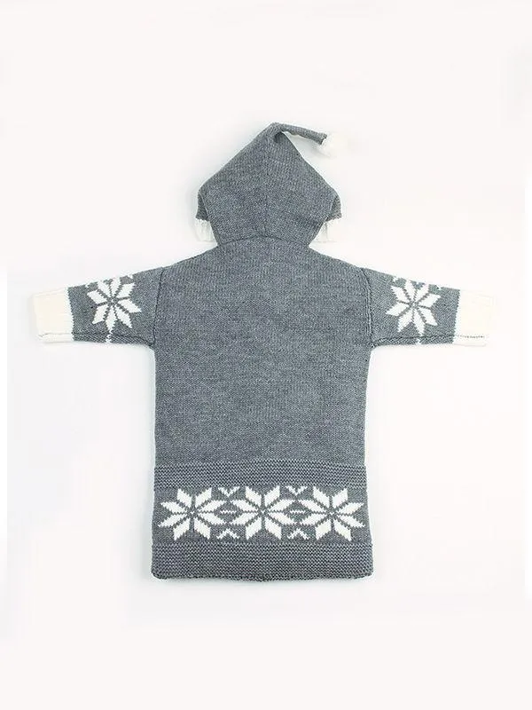 Long Sleeves Baby Sleeping Bag Wrapper Snowflakes Print Buttoned Knitwear