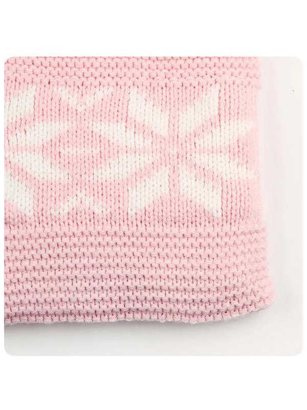 Long Sleeves Baby Sleeping Bag Wrapper Snowflakes Print Buttoned Knitwear