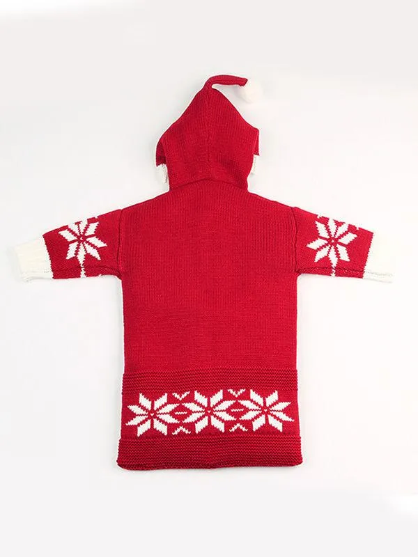 Long Sleeves Baby Sleeping Bag Wrapper Snowflakes Print Buttoned Knitwear