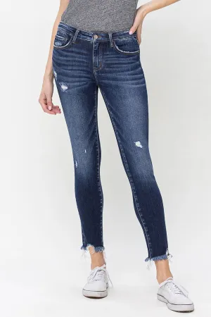 LOVERVET | The Verifiable Mid Rise Raw Hem Skinny Denim Jean