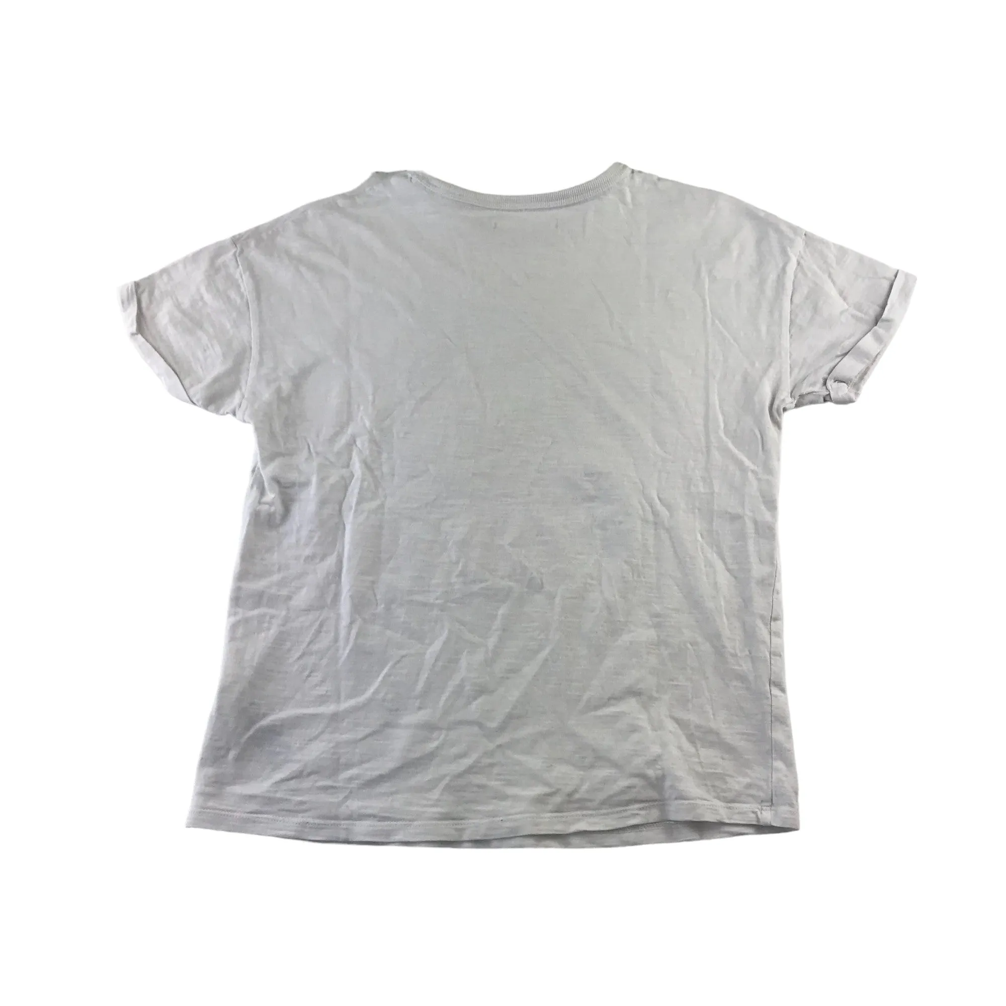 M&S t-shirt 12-13 years white Aloha Havana print and sequins cotton