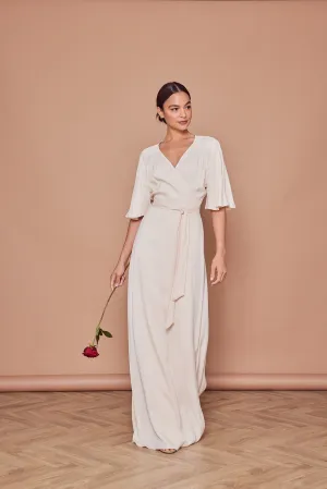Margot Satin Wrap Champagne Bridesmaid Dress