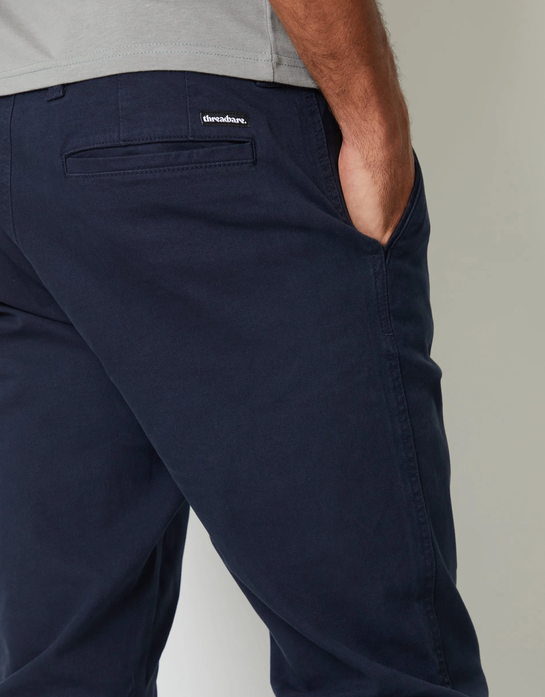 Men's Navy Slim Fit Stretch Canvas Trousers