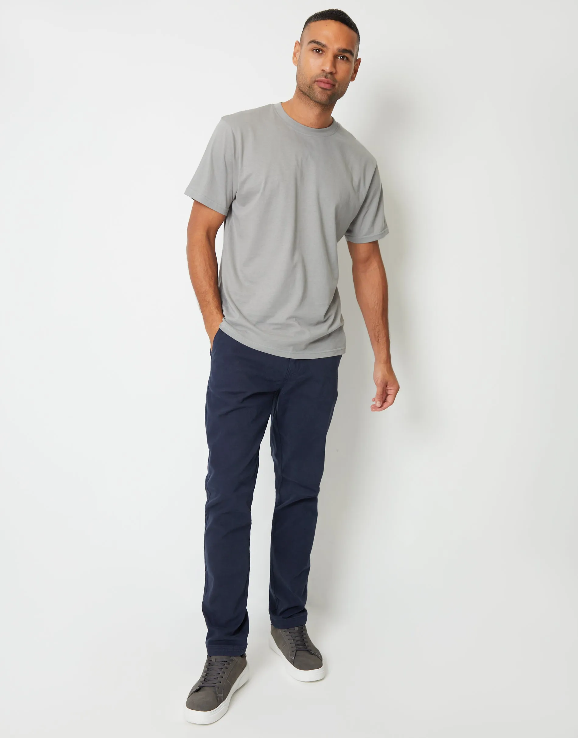Men's Navy Slim Fit Stretch Canvas Trousers